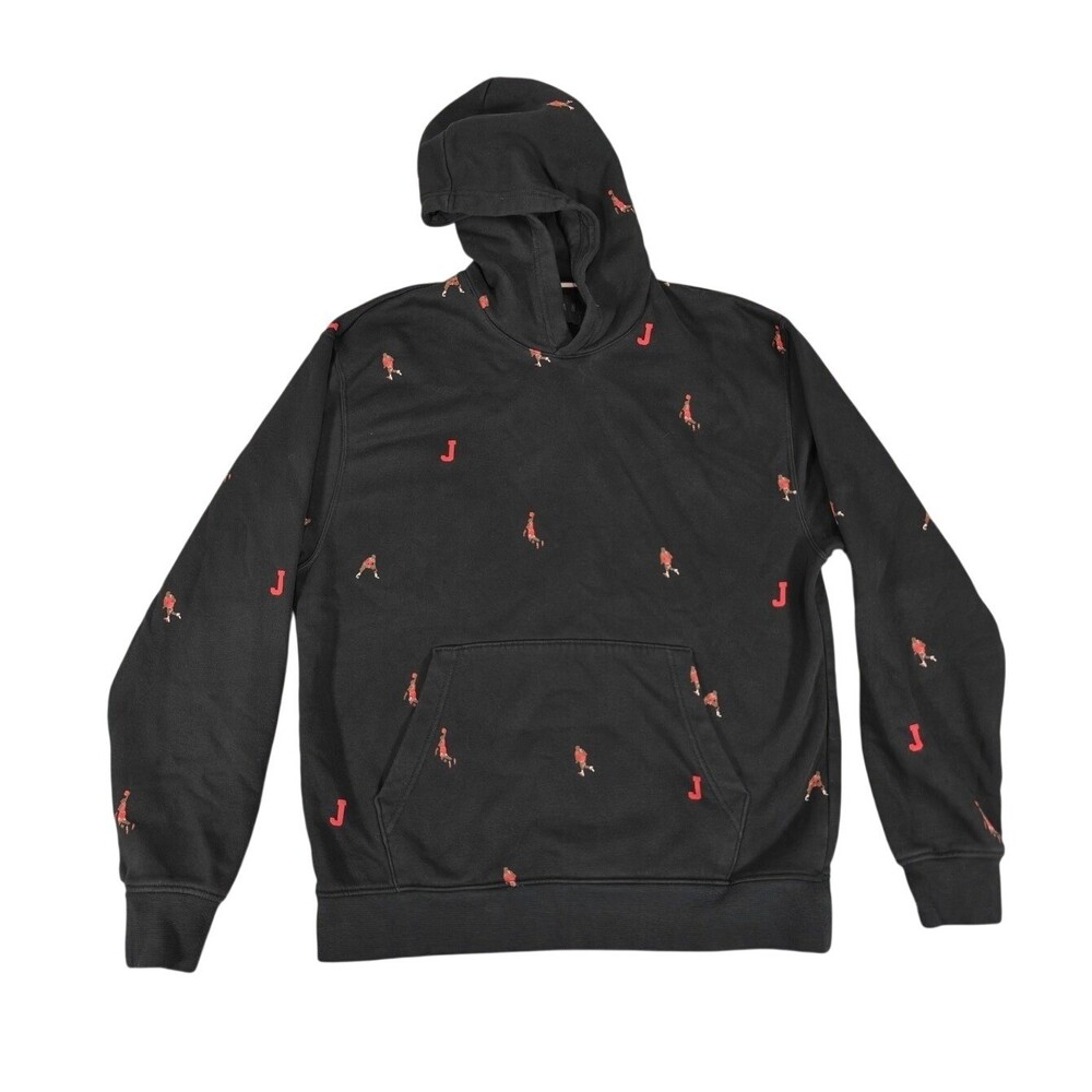 Jordan Jumpman Essentials Mens All Over Print Hoodie Black Red DV9392-010 Medium